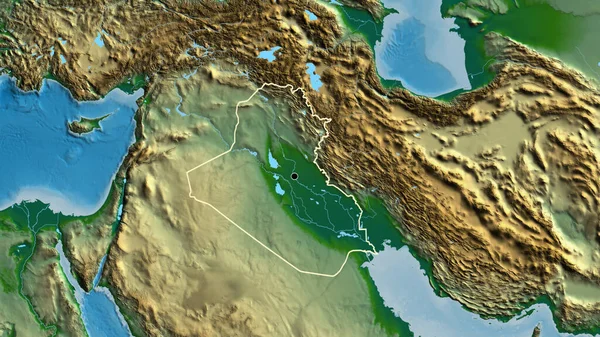 Fiziksel Bir Haritada Irak Sınırına Yakın Çekim Ana Nokta Ülke — Stok fotoğraf
