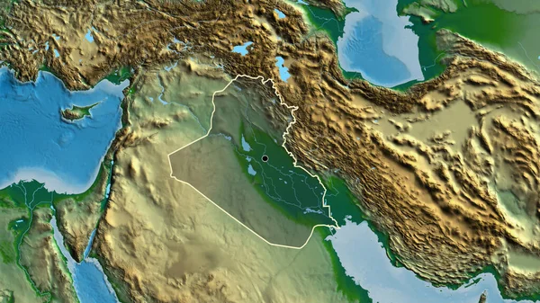 Close Área Fronteiriça Iraque Destacando Com Uma Cobertura Escura Mapa — Fotografia de Stock