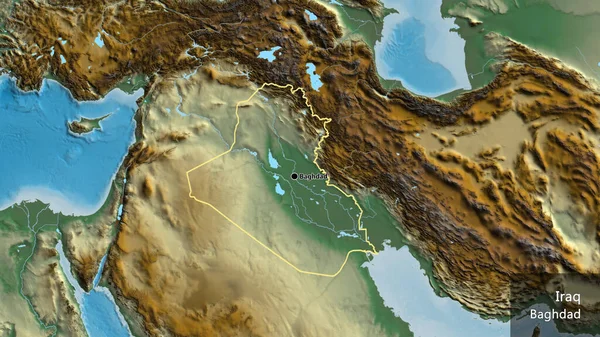 Κοντινό Πλάνο Της Παραμεθόριας Περιοχής Του Ιράκ Χάρτη Βοήθειας Σημάδι — Φωτογραφία Αρχείου