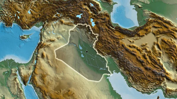 Zbliżenie Strefy Przygranicznej Iraku Ciemnymi Nakładkami Mapie Pomocy Humanitarnej Główny — Zdjęcie stockowe