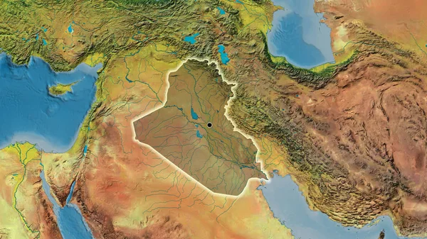 Közelkép Iraki Határ Menti Területről Amely Egy Topográfiai Térképen Sötét — Stock Fotó