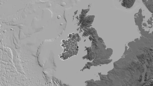 Detailní Záběr Pohraniční Oblasti Irska Jeho Regionálních Hranic Dvouúrovňové Mapě — Stock fotografie