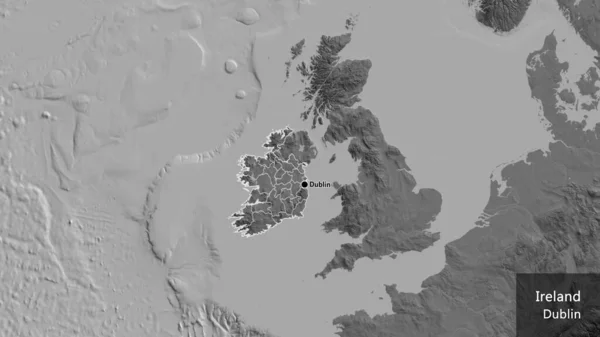 Detailní Záběr Pohraniční Oblasti Irska Jeho Regionálních Hranic Dvouúrovňové Mapě — Stock fotografie
