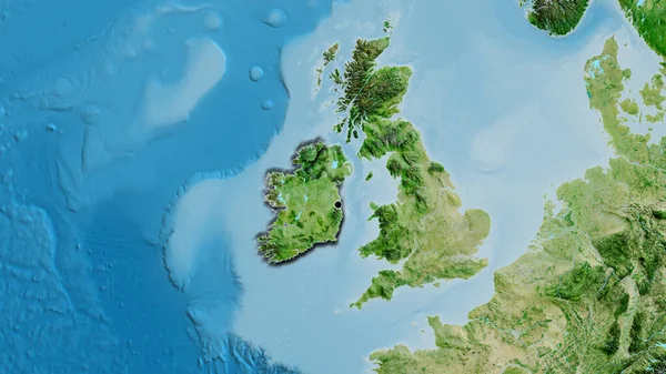 衛星地図上のアイルランド国境地帯の閉鎖 資本ポイント 国の形の縁が隠されている — ストック写真