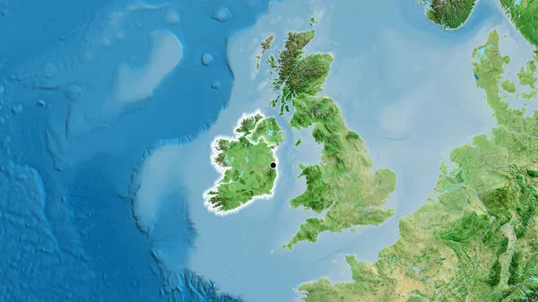 Close Ireland Border Area Satellite Map Capital Point Glow Country — Stock Photo, Image