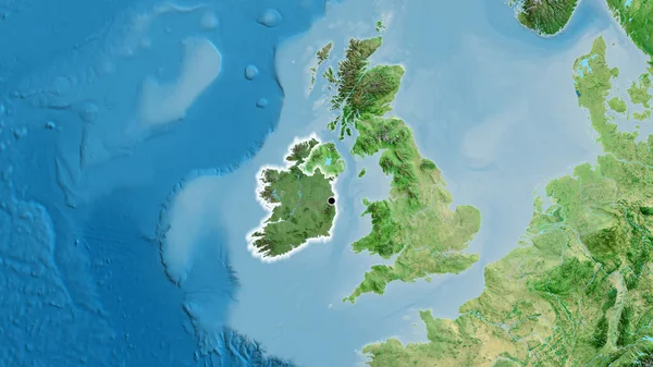 Close Ireland Border Area Highlighting Dark Overlay Satellite Map Capital — Stock Photo, Image