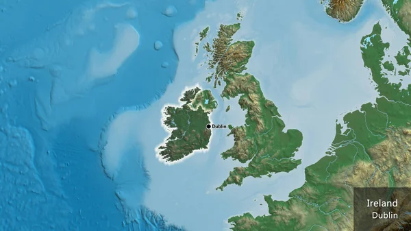 Close Ireland Border Area Highlighting Dark Overlay Relief Map Capital — Stock Photo, Image