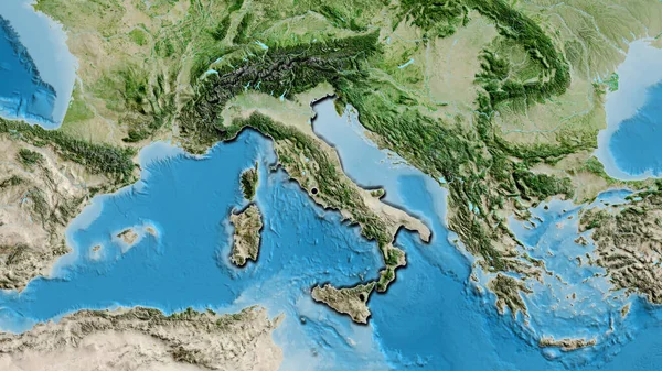 Close Italy Border Area Satellite Map Capital Point Bevelled Edges — Stock Photo, Image