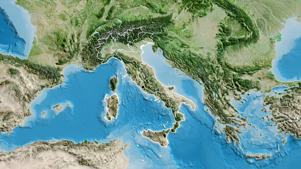 Крупним Планом Прикордонна Територія Італії Регіональні Кордони Супутниковій Карті Столична — стокове фото