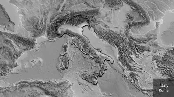 Detailní Záběr Pohraniční Oblasti Itálie Mapě Stupních Šedi Fakt Zkosené — Stock fotografie