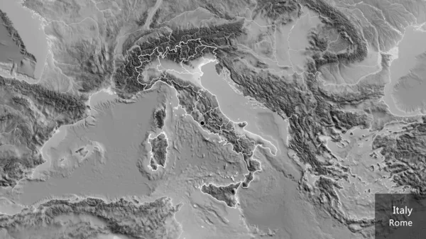 이탈리아 지역의 국경을 지도로 것이다 국가의 모양을 중심으로 나라의 — 스톡 사진
