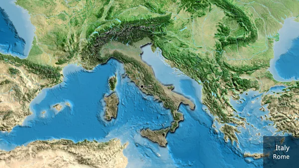 Крупним Планом Італійська Прикордонна Зона Підсвічується Темним Накладенням Супутникову Карту — стокове фото
