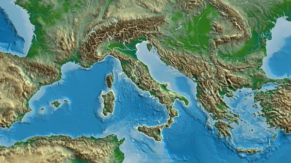 Close Italy Border Area Its Regional Borders Physical Map Capital — Stock Photo, Image