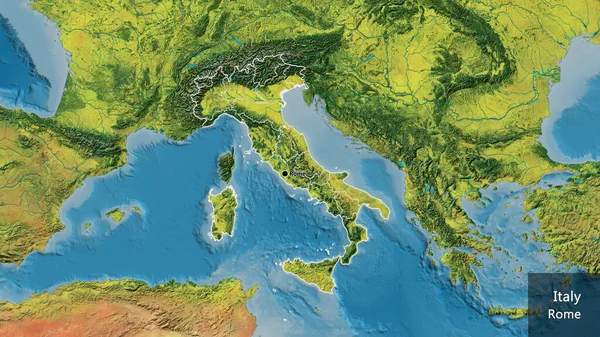 Detailní Záběr Pohraniční Oblasti Itálie Jejích Regionálních Hranic Topografické Mapě — Stock fotografie