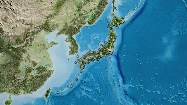 Крупный План Японской Границы Спутниковой Карте Отличный Момент Скошенный Край — стоковое фото