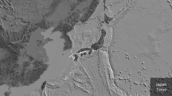 Крупный План Приграничной Зоны Японии Двухуровневой Карте Отличный Момент Очертания — стоковое фото