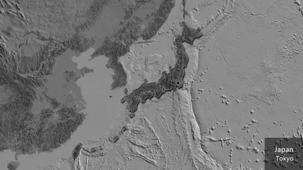 Крупный План Приграничной Зоны Японии Выделяющийся Тёмным Наложением Двустворчатую Карту — стоковое фото