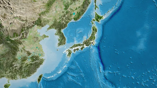 Primer Plano Zona Fronteriza Japón Sus Fronteras Regionales Mapa Satelital — Foto de Stock