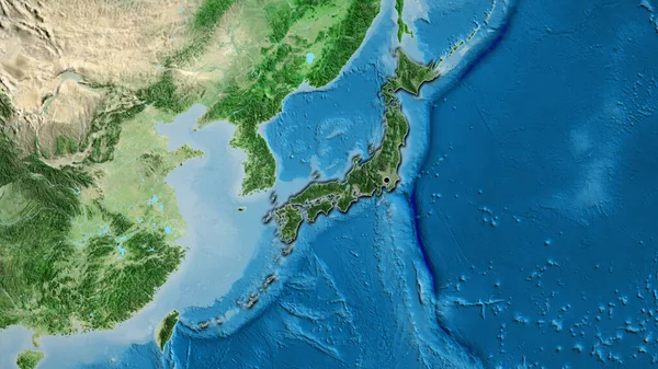 Japon Sınır Bölgesinin Yakın Çekimleri Uydu Haritasında Koyu Bir Örtüyle — Stok fotoğraf