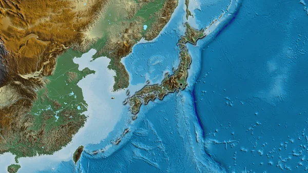 Close Van Het Japanse Grensgebied Een Noodlandkaart Hoofdpunt Gevelde Randen — Stockfoto