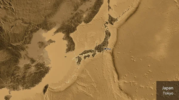 Primer Plano Zona Fronteriza Japón Sus Fronteras Regionales Mapa Elevación —  Fotos de Stock