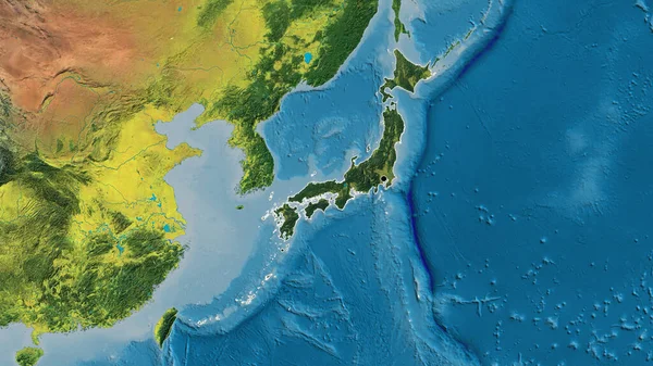 Close Área Fronteira Japão Destacando Com Uma Sobreposição Escura Mapa — Fotografia de Stock