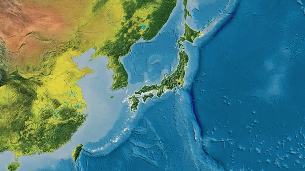 Close Área Fronteiriça Japão Suas Fronteiras Regionais Mapa Topográfico Ponto — Fotografia de Stock