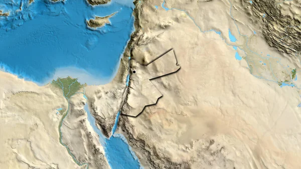 Close Área Fronteira Com Jordânia Mapa Satélite Ponto Capital Bordas — Fotografia de Stock