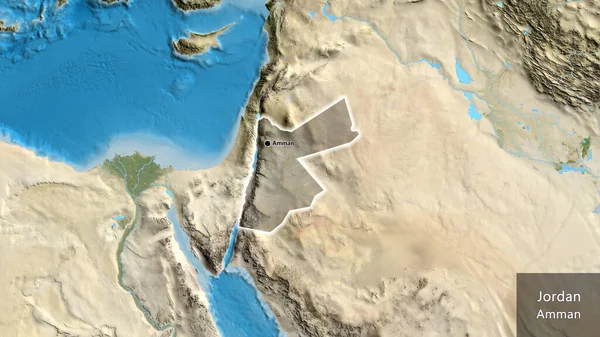 Close Área Fronteira Jordânia Destacando Com Uma Sobreposição Escura Mapa — Fotografia de Stock