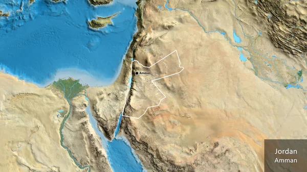 Close Área Fronteira Com Jordânia Mapa Satélite Ponto Capital Esboço — Fotografia de Stock