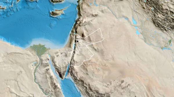 Nahaufnahme Des Jordanischen Grenzgebiets Und Seiner Regionalen Grenzen Auf Einer — Stockfoto
