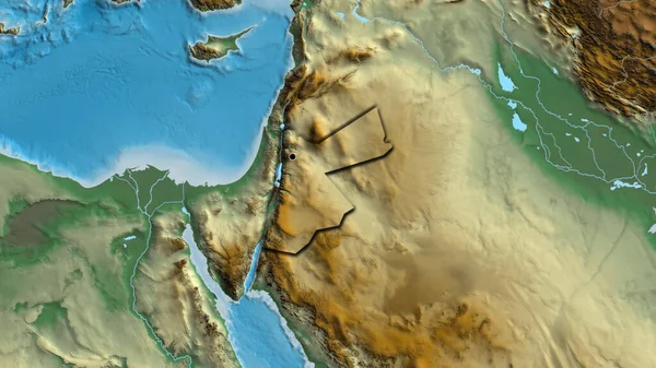 Detailní Záběr Pohraniční Oblasti Jordánska Reliéfu Mapy Fakt Zkosené Hrany — Stock fotografie