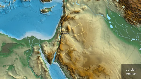 Ürdün Sınır Bölgesinin Yakınlaştırılmış Bir Haritası Ana Nokta Ülke Çapında — Stok fotoğraf