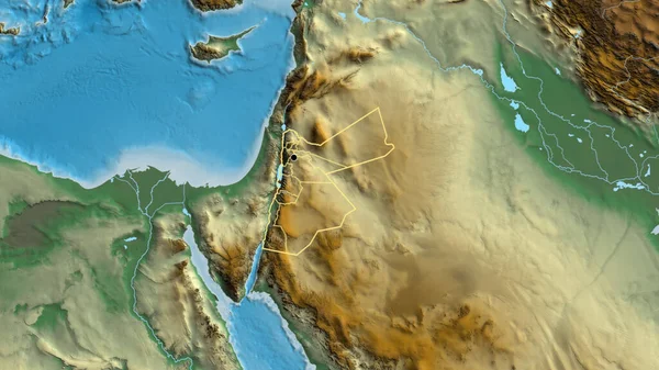 Aproximação Zona Fronteiriça Jordânia Das Suas Fronteiras Regionais Num Mapa — Fotografia de Stock