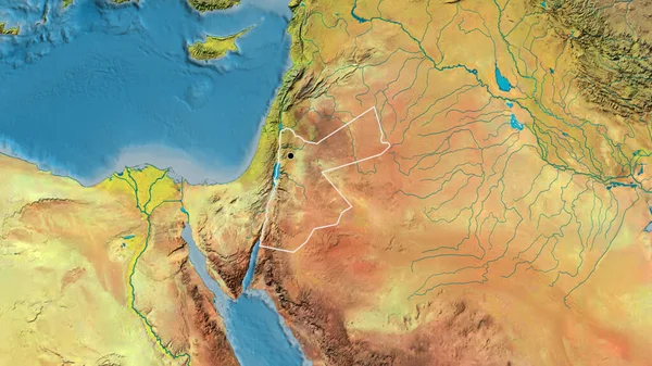 Ürdün Sınır Bölgesinin Topoğrafik Haritaya Yakın Çekimleri Ana Nokta Ülke — Stok fotoğraf