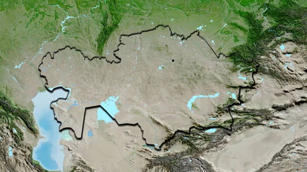 Close Área Fronteira Cazaquistão Mapa Satélite Ponto Capital Bordas Biseladas — Fotografia de Stock
