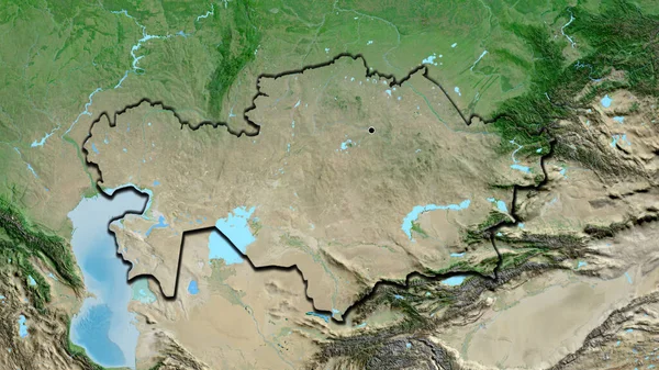 Kazah Határ Menti Terület Közelsége Műholdas Térképen Remek Pont Ország — Stock Fotó