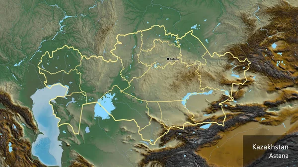 Κοντινό Πλάνο Της Παραμεθόριας Περιοχής Του Καζακστάν Και Των Περιφερειακών — Φωτογραφία Αρχείου