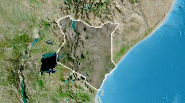 Närbild Kenyas Gränsområde Med Mörk Överlagring Satellitkarta Huvudpunkt Glow Runt — Stockfoto