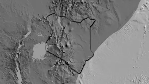 Close Kenya Border Area Bilevel Map Capital Point Bevelled Edges — Stock Photo, Image