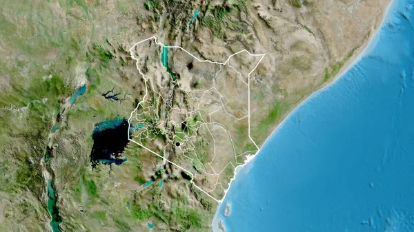 Близько Прикордонної Території Кенії Регіональних Кордонів Супутниковій Карті Столична Точка — стокове фото