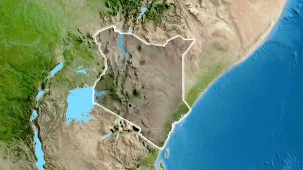 Крупный План Приграничной Зоны Кении Выделяющийся Тёмным Наложением Спутниковую Карту — стоковое фото