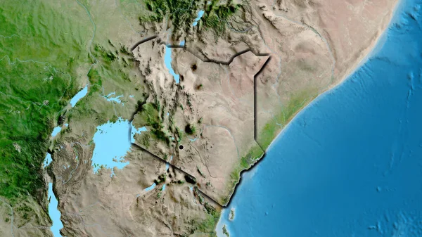 Крупный План Пограничной Зоны Кении Спутниковой Карте Отличный Момент Скошенный — стоковое фото