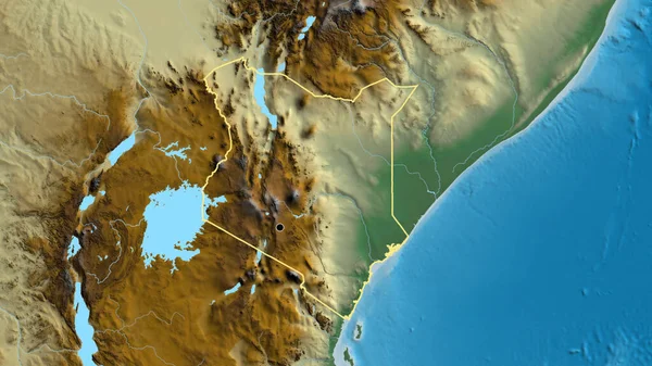 Close Zona Fronteiriça Quénia Num Mapa Socorro Ponto Capital Esboço — Fotografia de Stock