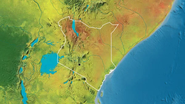 Крупный План Приграничной Зоны Кении Топографической Карте Отличный Момент Очертания — стоковое фото