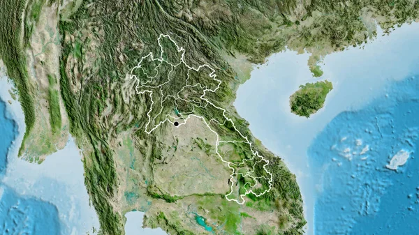 Крупный План Пограничной Зоны Лаоса Региональных Границ Спутниковой Карте Отличный — стоковое фото