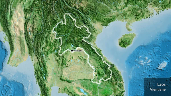 Primo Piano Della Zona Confine Del Laos Una Mappa Satellitare — Foto Stock