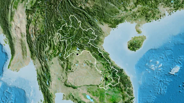 Laoszi Határtérség Regionális Határainak Közelsége Műholdas Térképen Remek Pont Körvonalazza — Stock Fotó