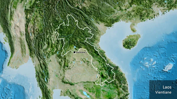 Primo Piano Della Zona Confine Del Laos Una Mappa Satellitare — Foto Stock