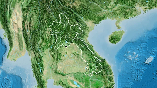 Laoszi Határtérség Regionális Határainak Közelsége Műholdas Térképen Remek Pont Körvonalazza — Stock Fotó